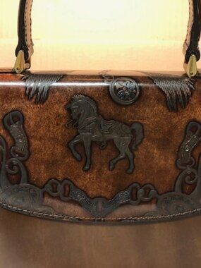Cristian Florence vintage equestrian horse leather handbag purse Italy